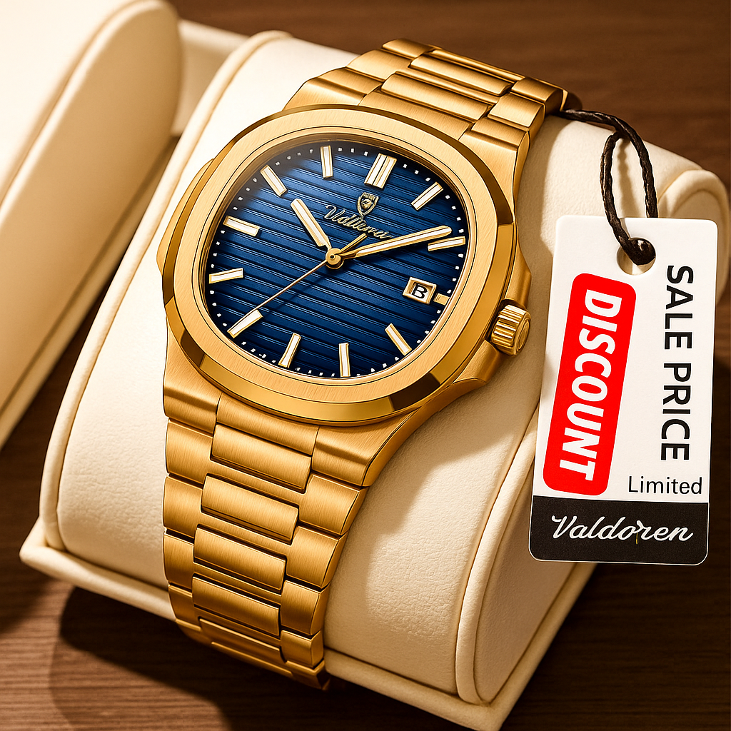 🕰️ Valdoren Chronos V1 – Black & Gold Steel | Japanese Precision + Bold Presence