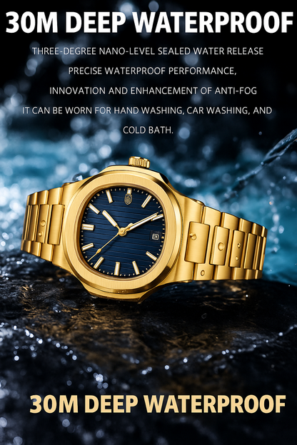 🕰️ Valdoren Chronos V1 – Black &amp; Gold Steel | Japanese Precision + Bold Presence